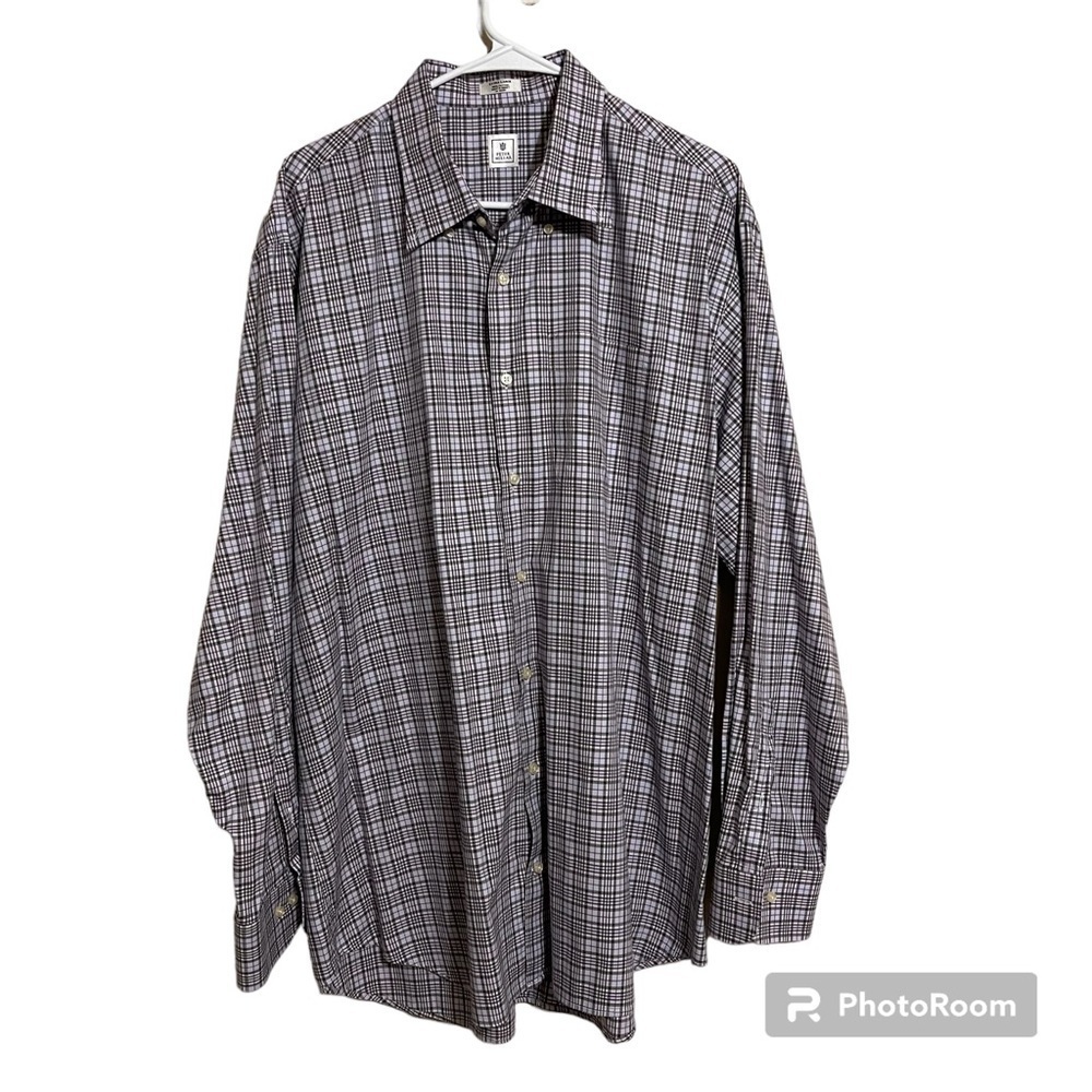 Peter Millar Checkered Shirt Long Sleeve Button Up Cotton Mens Size XL